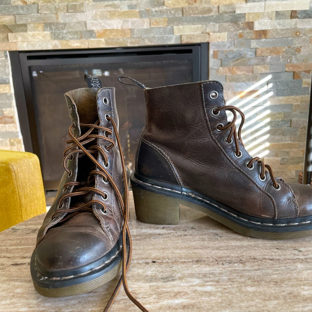 Women’s Leather Heeled 8 Eye Combat Boots